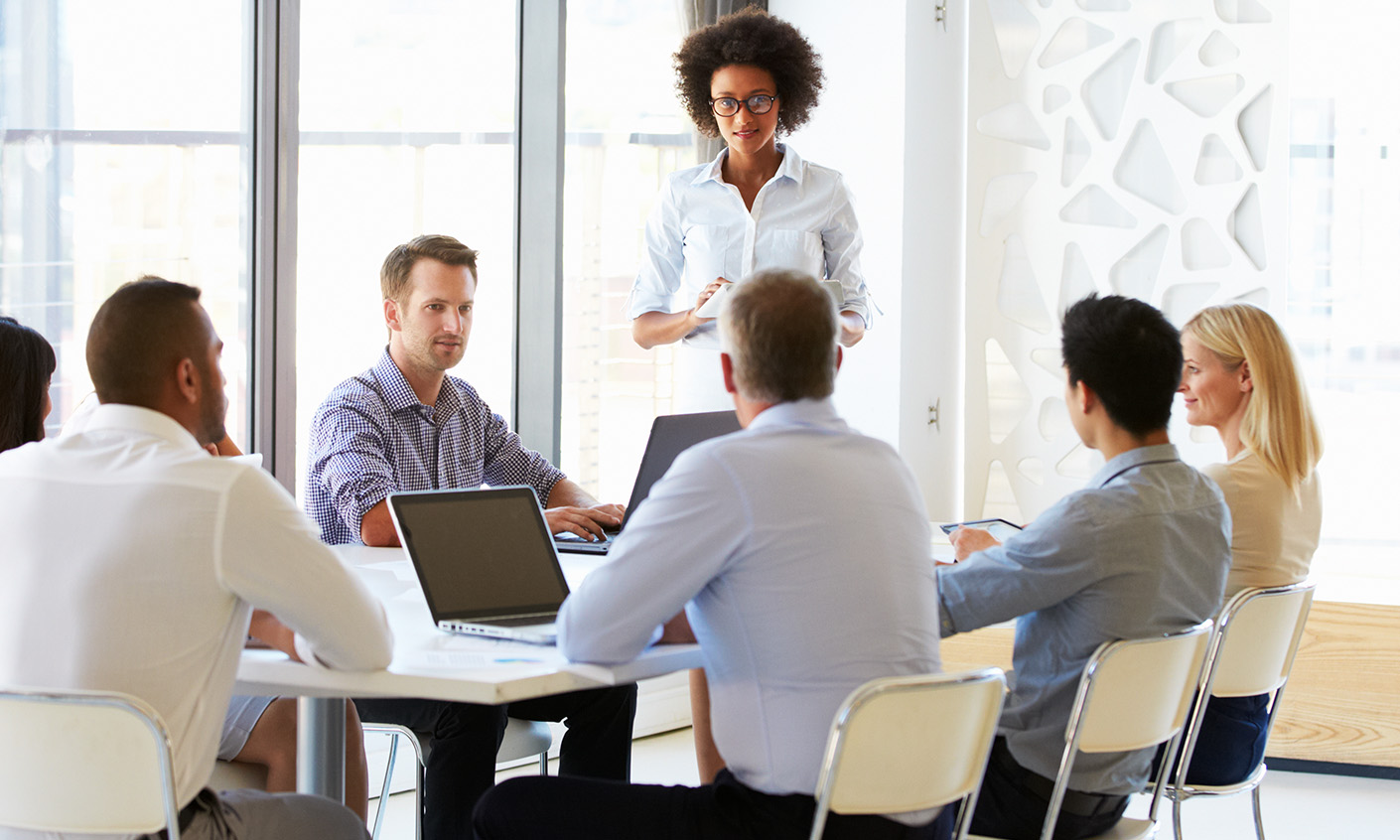 Colleagues at an office meeting